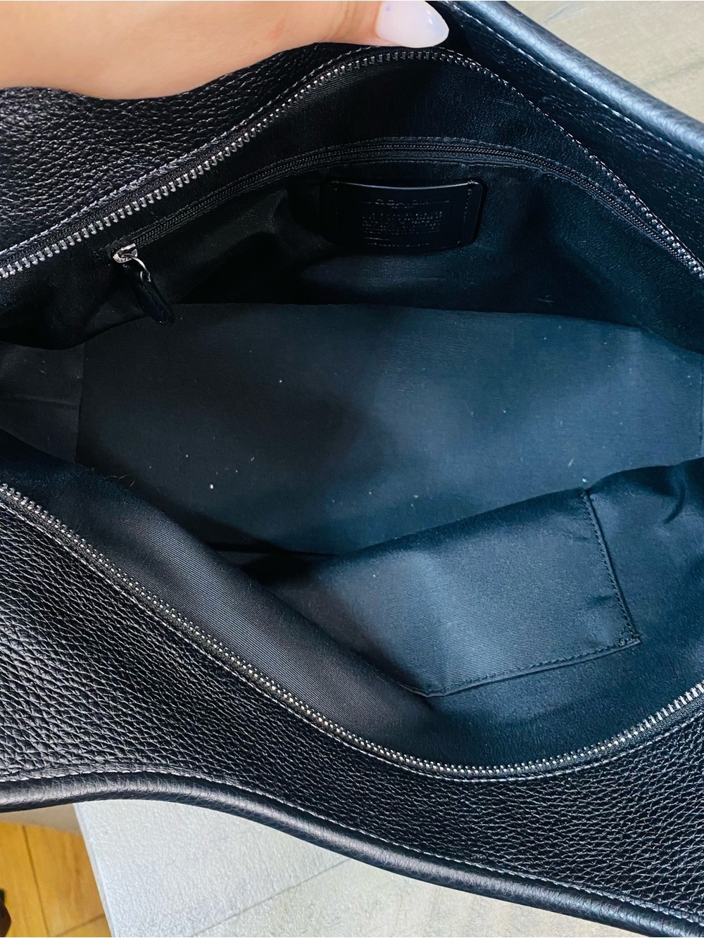 COACH Meadow Shoulder Bag Black Refined Pebble Leather Tote Silver HW CM074 - Picture 15 of 15